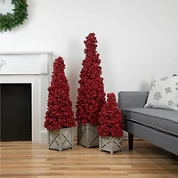 4ft. Red Berry Cone Potted Christmas Topiary