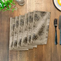 Pine Cones on Brown Cotton Twill Napkin