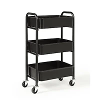 SunnyPoint Compact 3-Tier Metal Rolling Cart