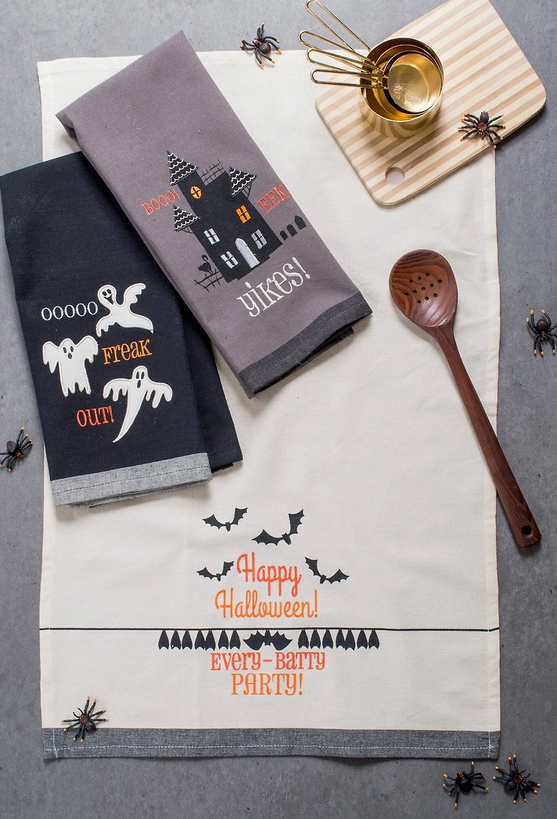 DII® Assorted Halloween Embroidered Dishtowel Set
