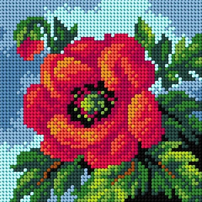 Orchidea Needlepoint Canvas For Halfstitch Without Yarn Poppy - Printed Tapestry Canvas
