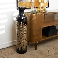 34" Black Capiz Shell Handmade Vase with Gold Ombre Design