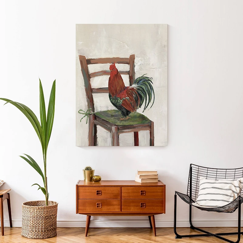 Rooster on a Chair 30" x 40" Canvas Wall Art
