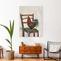 Rooster on a Chair 30" x 40" Canvas Wall Art