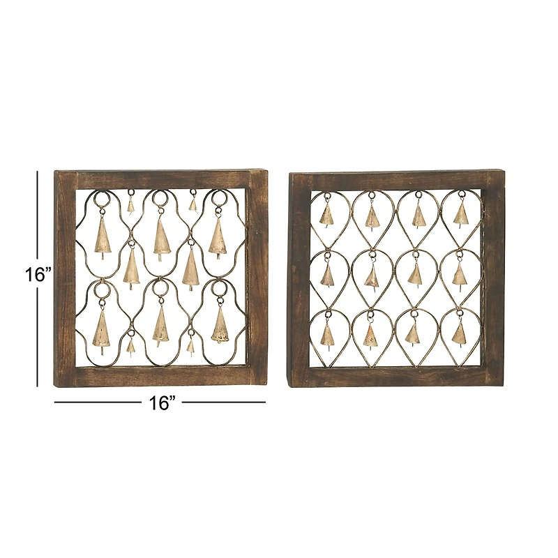 16" Brown Mango Wood Farmhouse Wall Decor, 2ct.