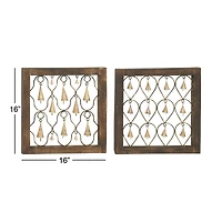 16" Brown Mango Wood Farmhouse Wall Decor, 2ct.