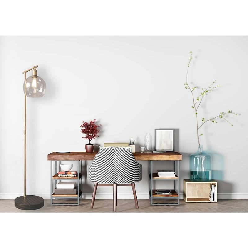 Hello Honey® 5ft. Modern Metal Floor Lamp with Glass Globe Shade