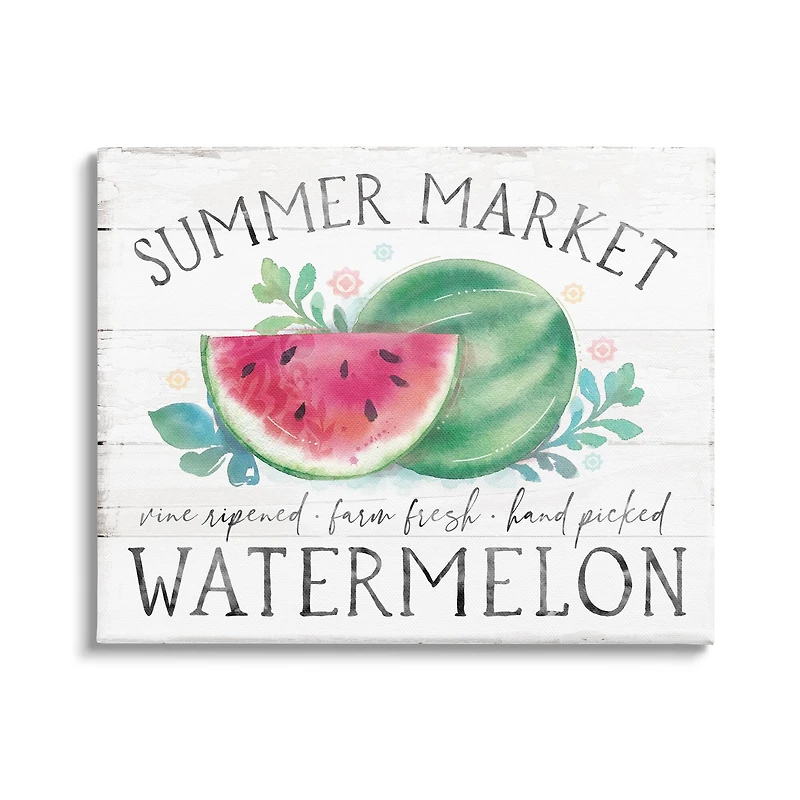 Stupell Industries Summer Market Watermelon Farm Country Grain Pattern Canvas Wall Art
