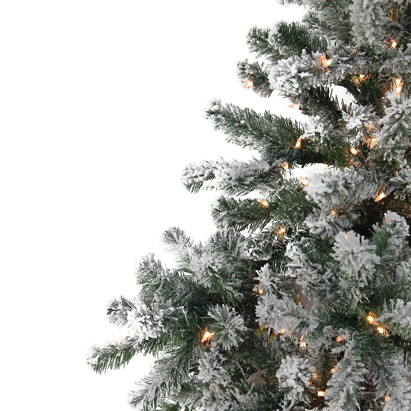 6.5ft. Pre-Lit Flocked Natural Emerald Medium Artificial Christmas Tree, Clear Lights