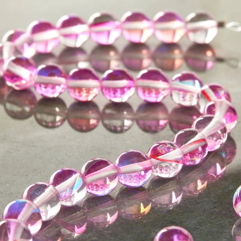 Pink Opal Glass Round Beads, 8mm by Bead Landing™