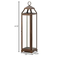 22" Iron & Glass Copper Lantern