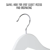 White Non-Slip Swivel Hook Wood Hangers, 24ct.