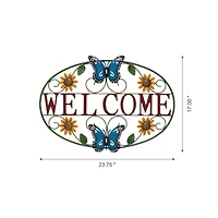 Glitzhome® 24" Metal Sunflower & Butterfly Welcome Wall Décor