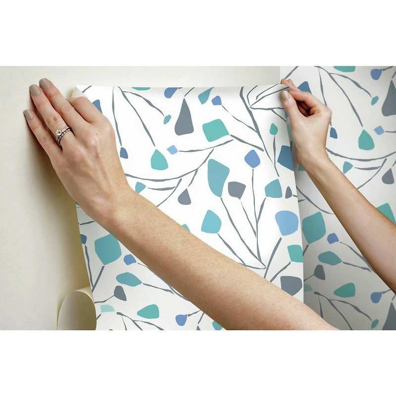 RoomMates Blue Terrazzo Branch Peel & Stick Wallpaper