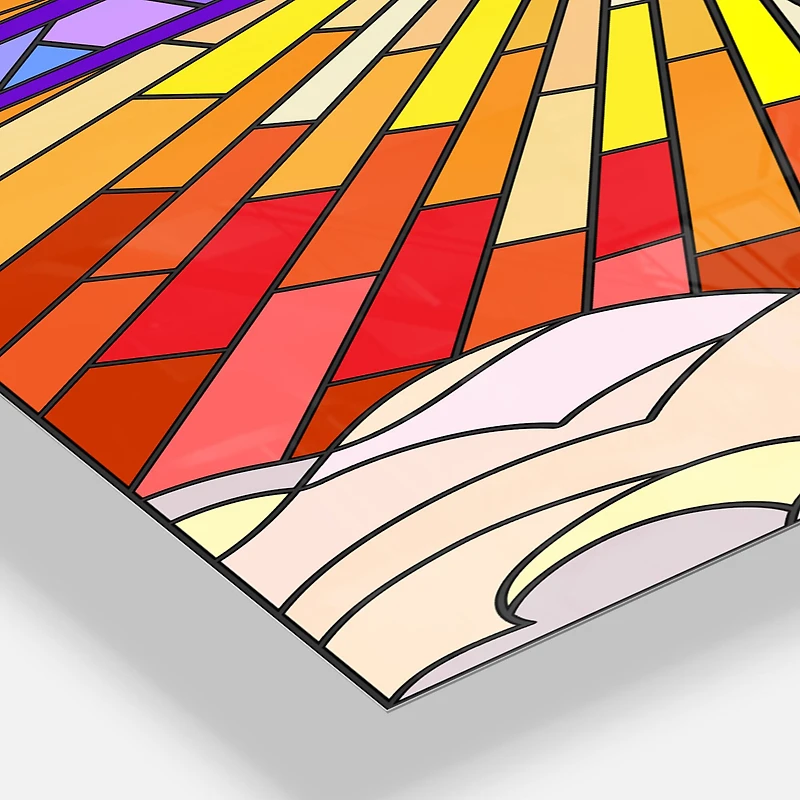 Designart 'Holy Cross Stained Glass Style Rustic Rectangular Wall Clock