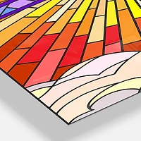 Designart 'Holy Cross Stained Glass Style Rustic Rectangular Wall Clock