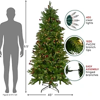 6.5ft. Pre-Lit Real Touch™️ Mixed Winter Berry Pine Artificial Christmas Tree, Clear Lights