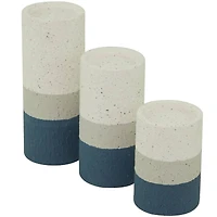 The Novogratz Blue Metal Striped Pillar Candle Holder Set