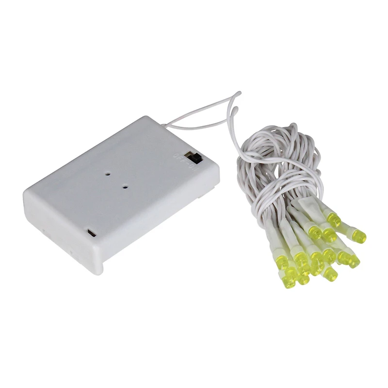 20ct. Green Battery Operated LED Wide Angle Christmas String Lights with White Wire