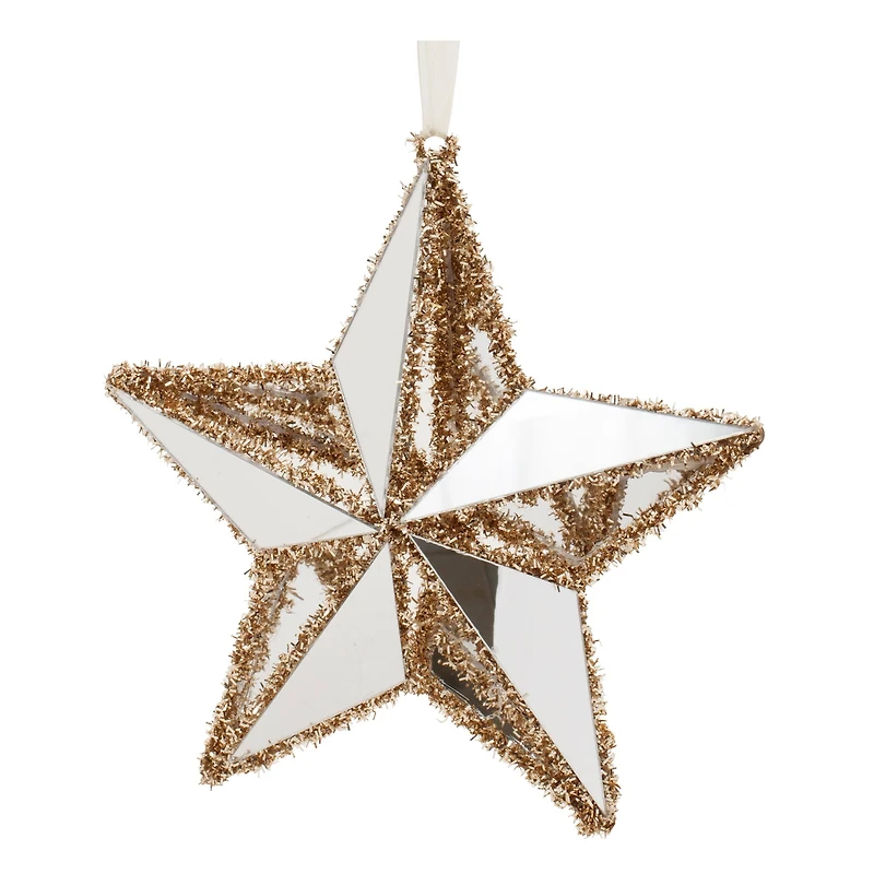 8.5" Gold Tinsel Star Ornaments, 12ct.