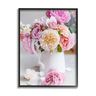 Stupell Industries Blushing Spring Bouquet Floral Photography Cottage Milk Pitcher Framed Wall Art