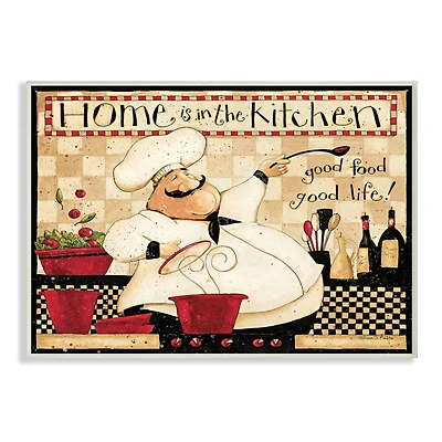 Stupell Industries Home is the Kitchen Phrase Charming Vintage Chef Wall Plaque