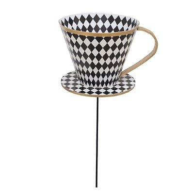 8.75" White & Black Checkered Teacup Pick by Ashland®