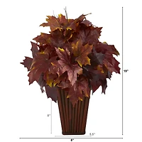 19" Autumn Maple Leaf Plant in Decorative Planter