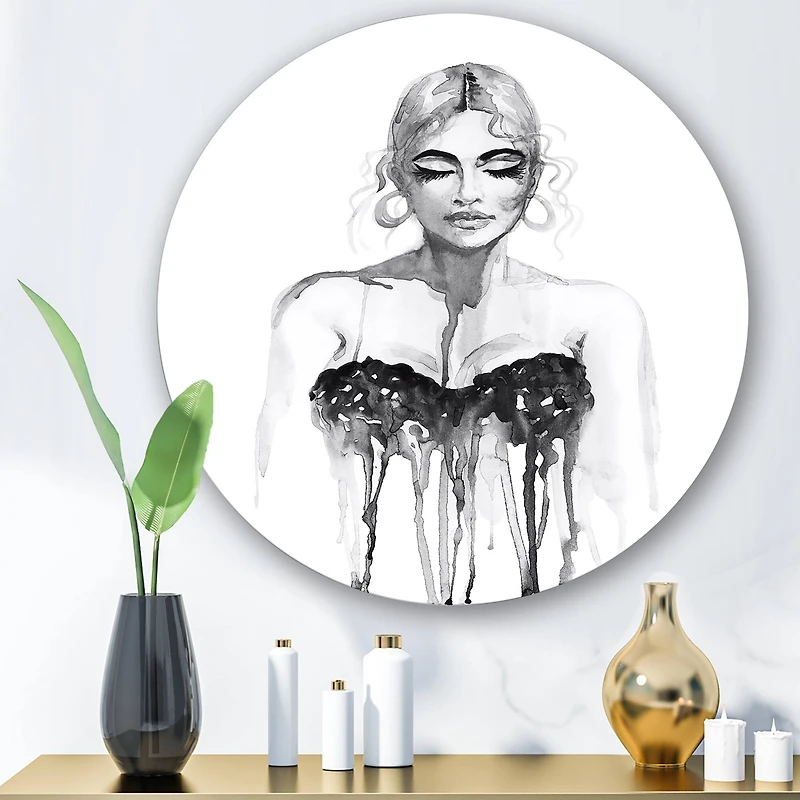 Designart - Monochrome Portrait of Woman Wearing Evening Dress