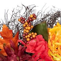 24" Autumn Harvest Peony, Mum & Feather Thanksgiving Wreath, Unlit