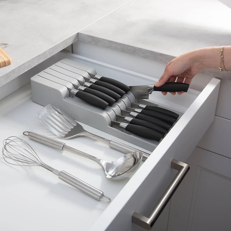 Kitchen Details 2-Tier Gray In-Drawer Knife Organizer