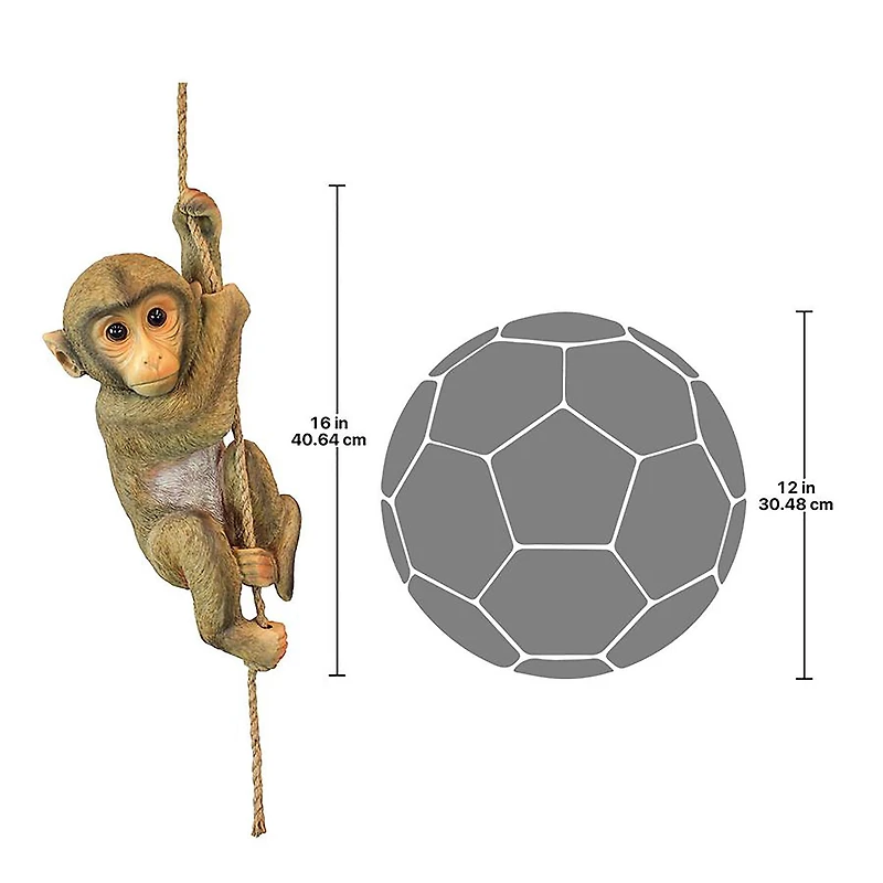 Design Toscano 16" Hanging Baby Monkey Outdoor Statue