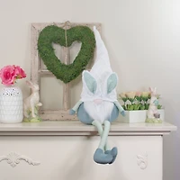 33" White & Green Sitting Easter Gnome with Bunny Ears Décor