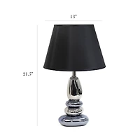 Elegant Designs™ 21.5" Chrome and Metallic Blue Stones Table Lamp with Black Shade