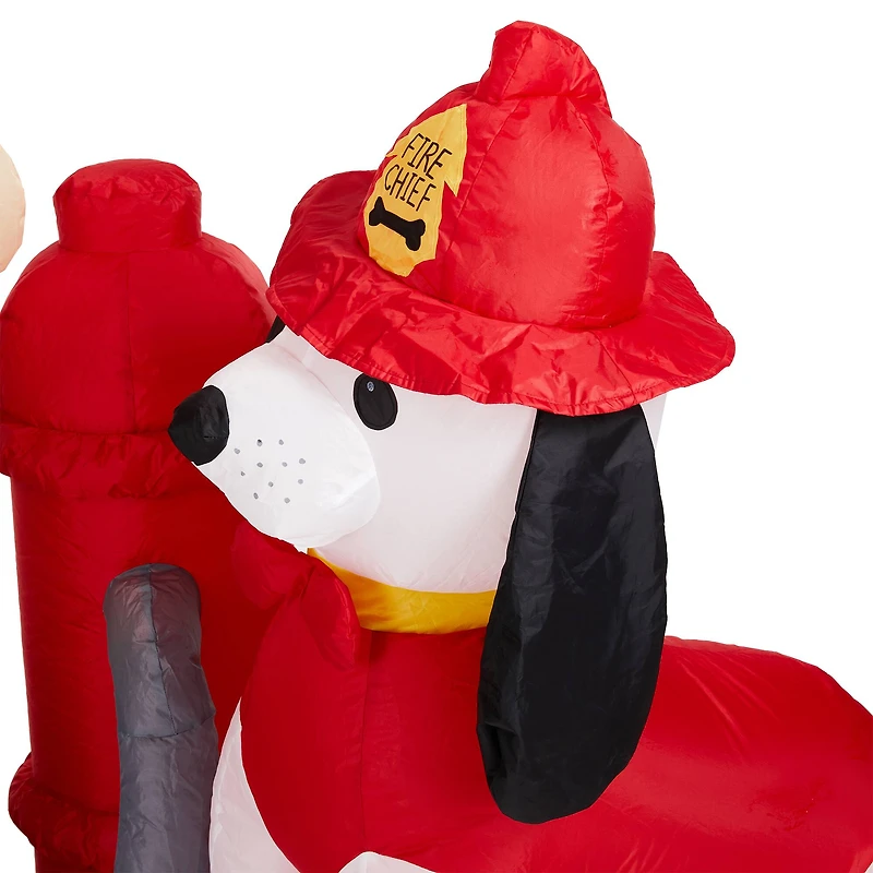 Glitzhome® 7ft. Inflatable Fire Fighter & Puppy Dog With Lights