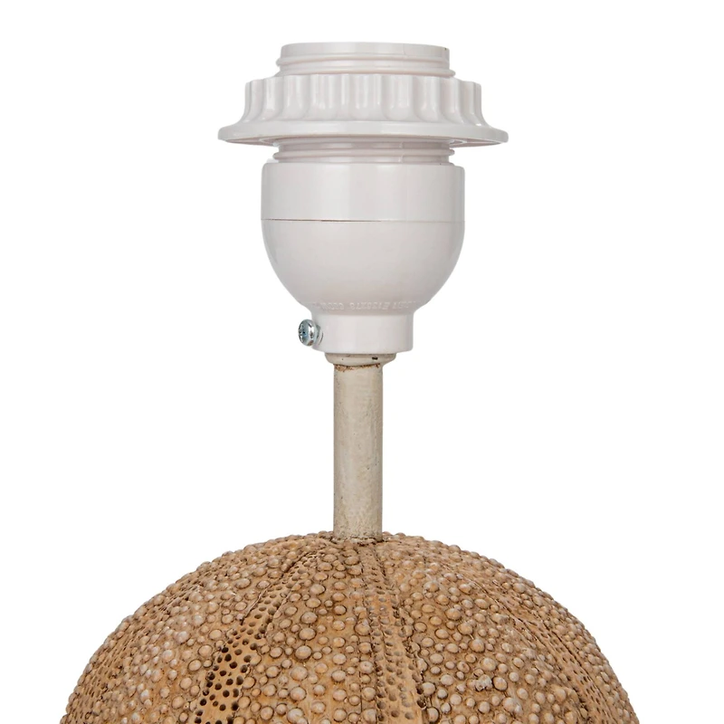 Hello Honey® 18.5" Beige Stacked Sea Urchin Table Lamp with Linen Shade, 2ct.