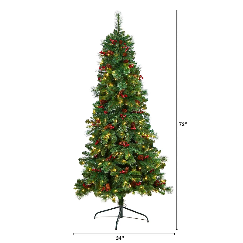 6ft. Pre-Lit Flat Back Montreal Mountain Pine Artificial Christmas Tree, White LED Lights