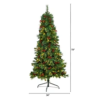 6ft. Pre-Lit Flat Back Montreal Mountain Pine Artificial Christmas Tree, White LED Lights