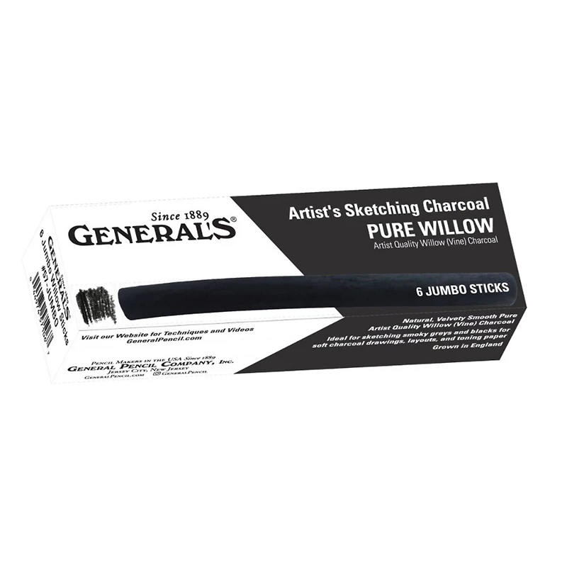 General's® Jumbo Willow Sketch Charcoal Sticks, 6ct.