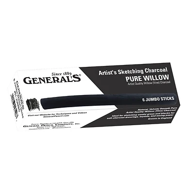 General's® Jumbo Willow Sketch Charcoal Sticks, 6ct.