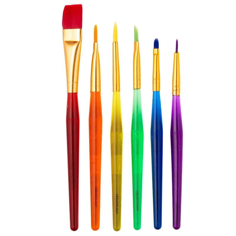 12 Packs: 6 ct. (72 total) Taklon Bristle Paintbrushes by Creatology™