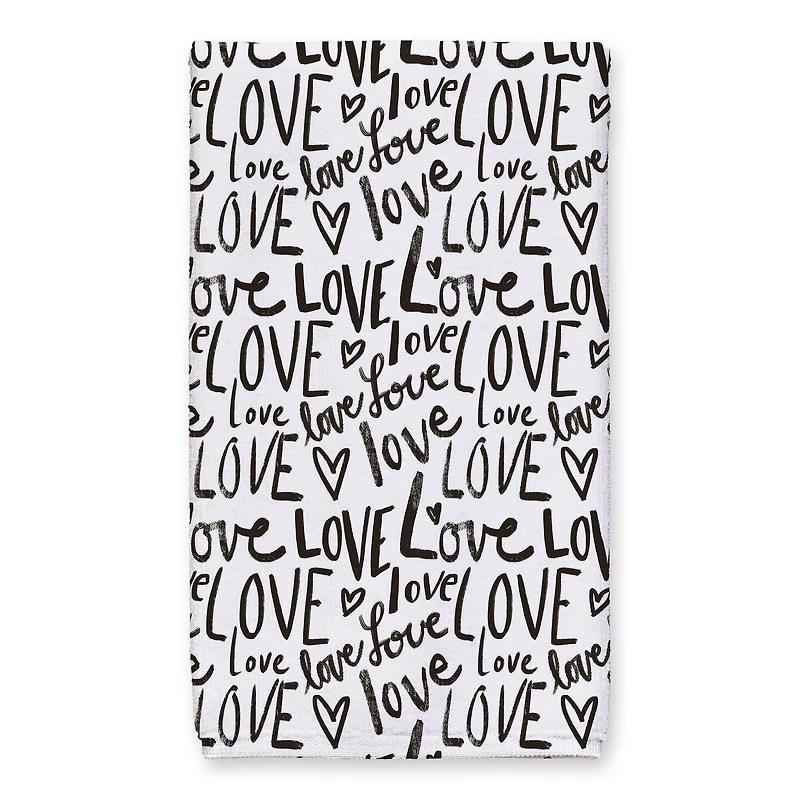 Love Typography 16" x 25" Tea Towel - Set of 2