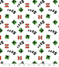 Mojang Minecraft Creeper & Icons Cotton Fabric