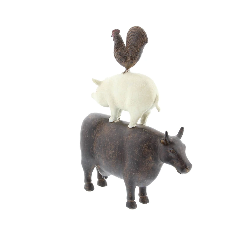 14" Brown Polystone Farmhouse Animals Sculpture