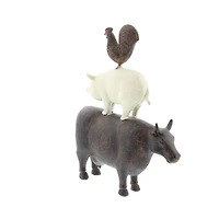 14" Brown Polystone Farmhouse Animals Sculpture