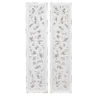 50" White Wood Traditional Abstract Wall Decor, 2ct.