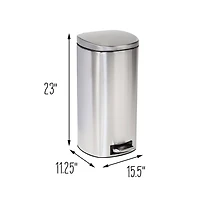 30L Soft-Close Stainless Steel Step Trash Can With Lid