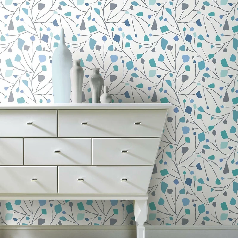 RoomMates Blue Terrazzo Branch Peel & Stick Wallpaper