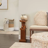 Brown Polystone Traditional Pedestal Table, 25" x 8" x 9"