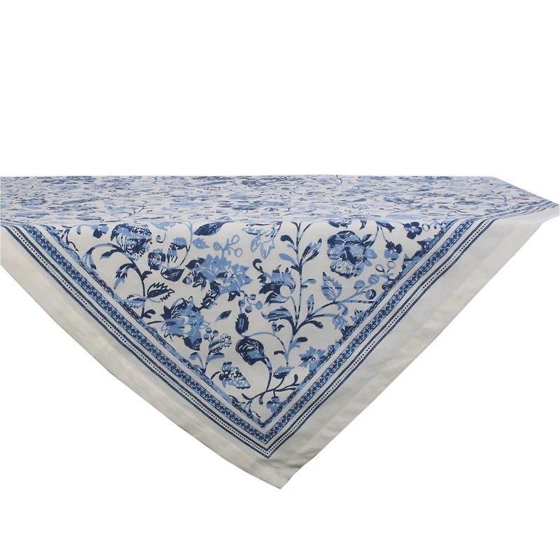 DII® 40" Blue Madeira Print Tablecloth